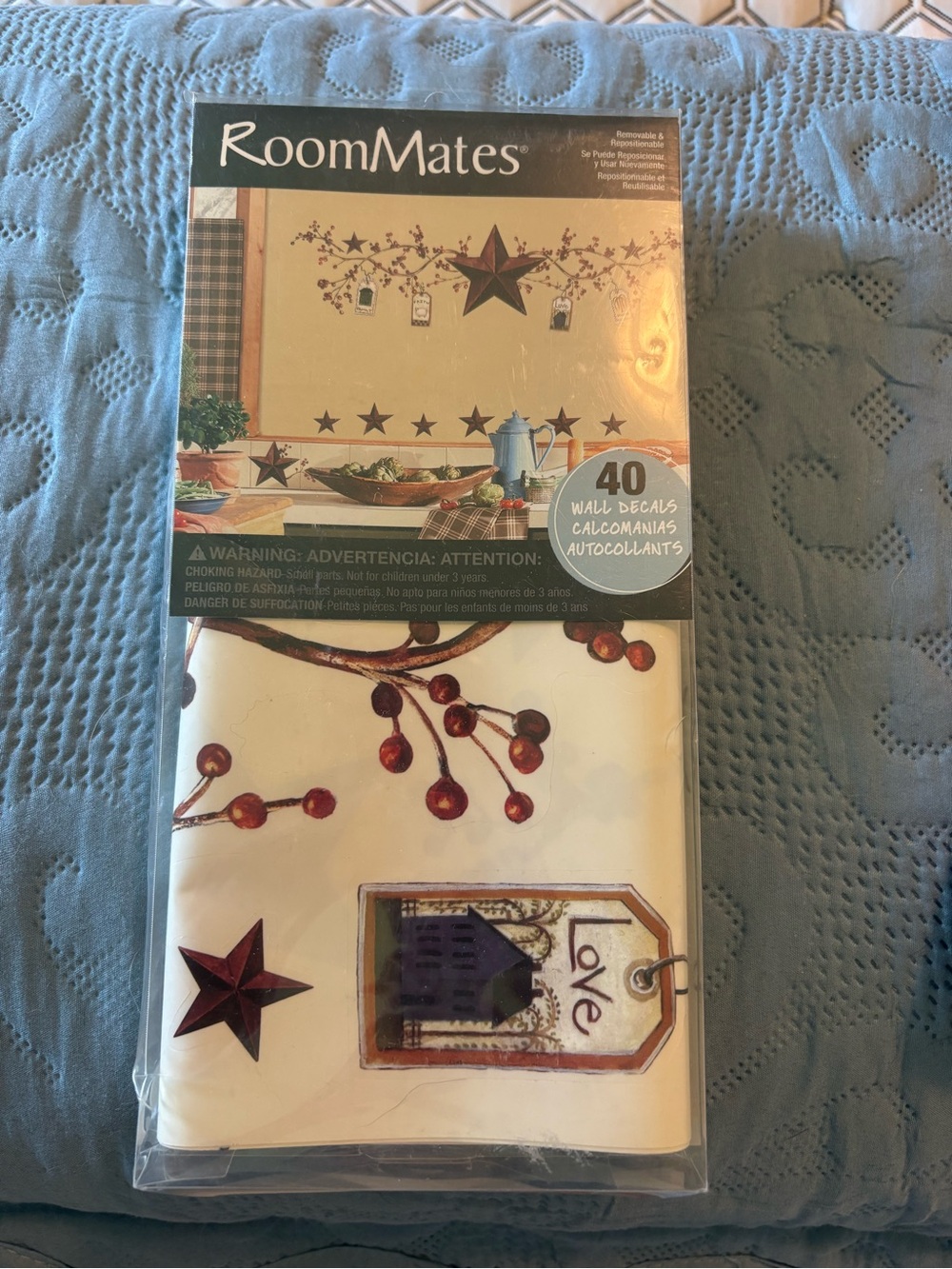 RoomMates Red Wall Decal Set - Stars, Berries & Tag Accents